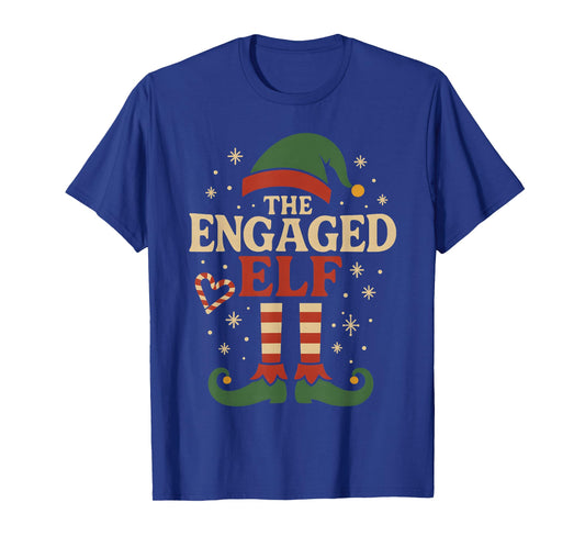 The Engaged Elf Christmas Xmas Pajama Funny Couples Matching T-Shirt