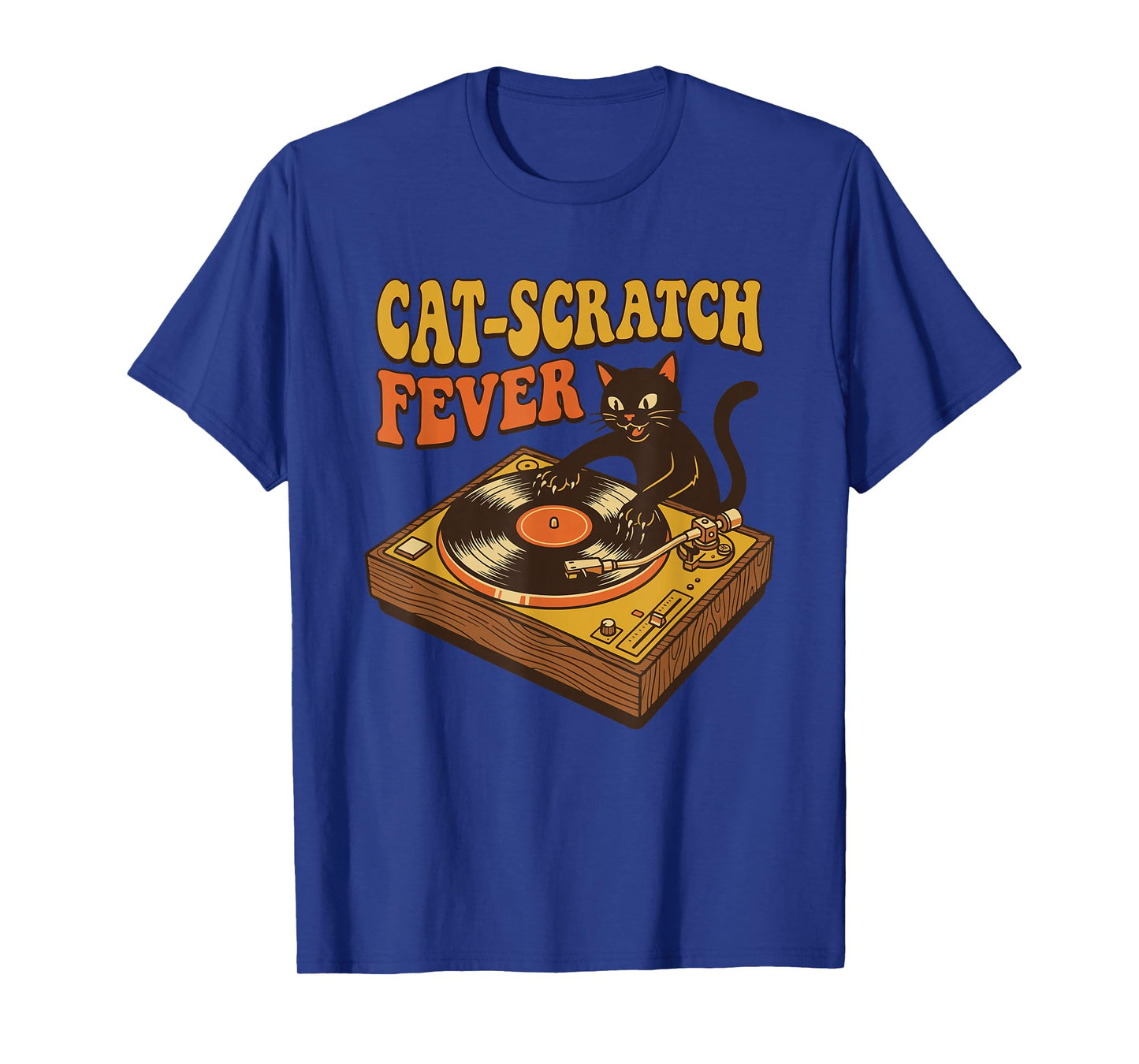 Funny DJ Cat Turntable Vinyl Record Retro Music T-Shirt