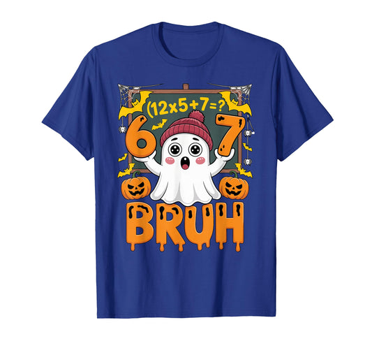 67 Teacher Halloween Ghost Six Seven Meme Math Humor Ghost T-Shirt