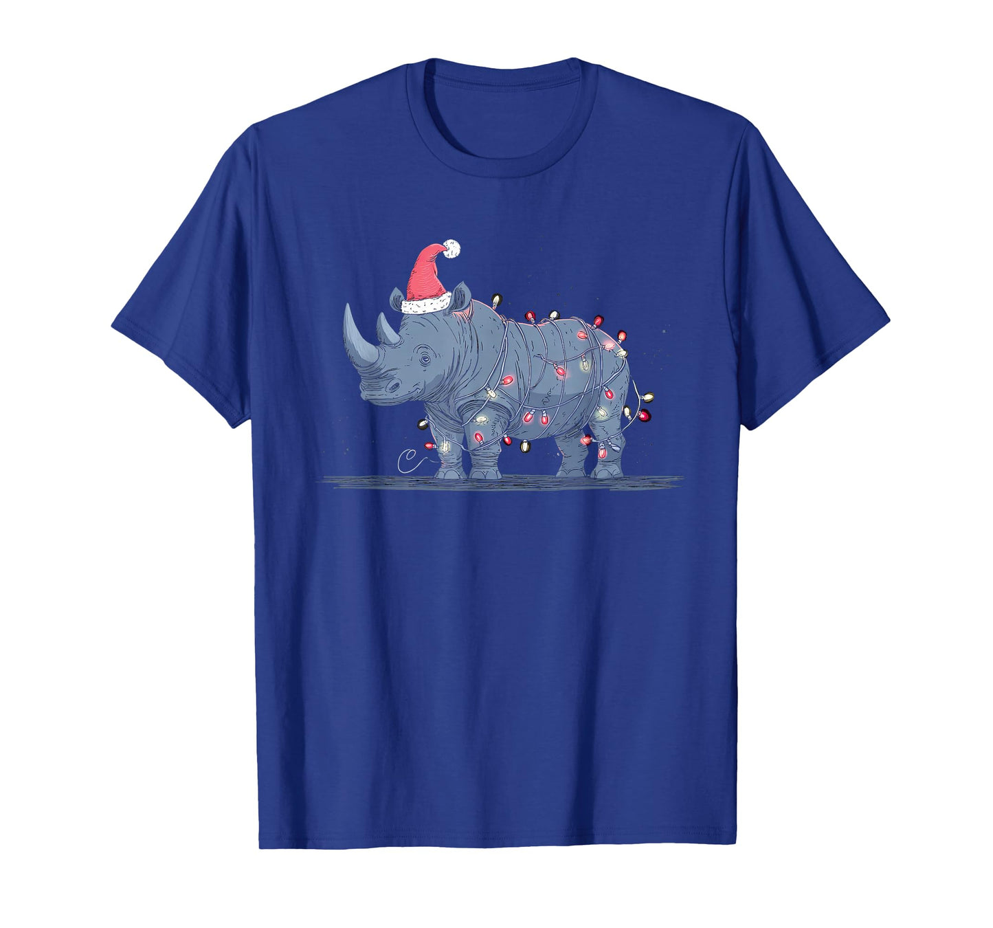 Funny Rhino Christmas Graphics Animal Lights Rhinoceros T-Shirt