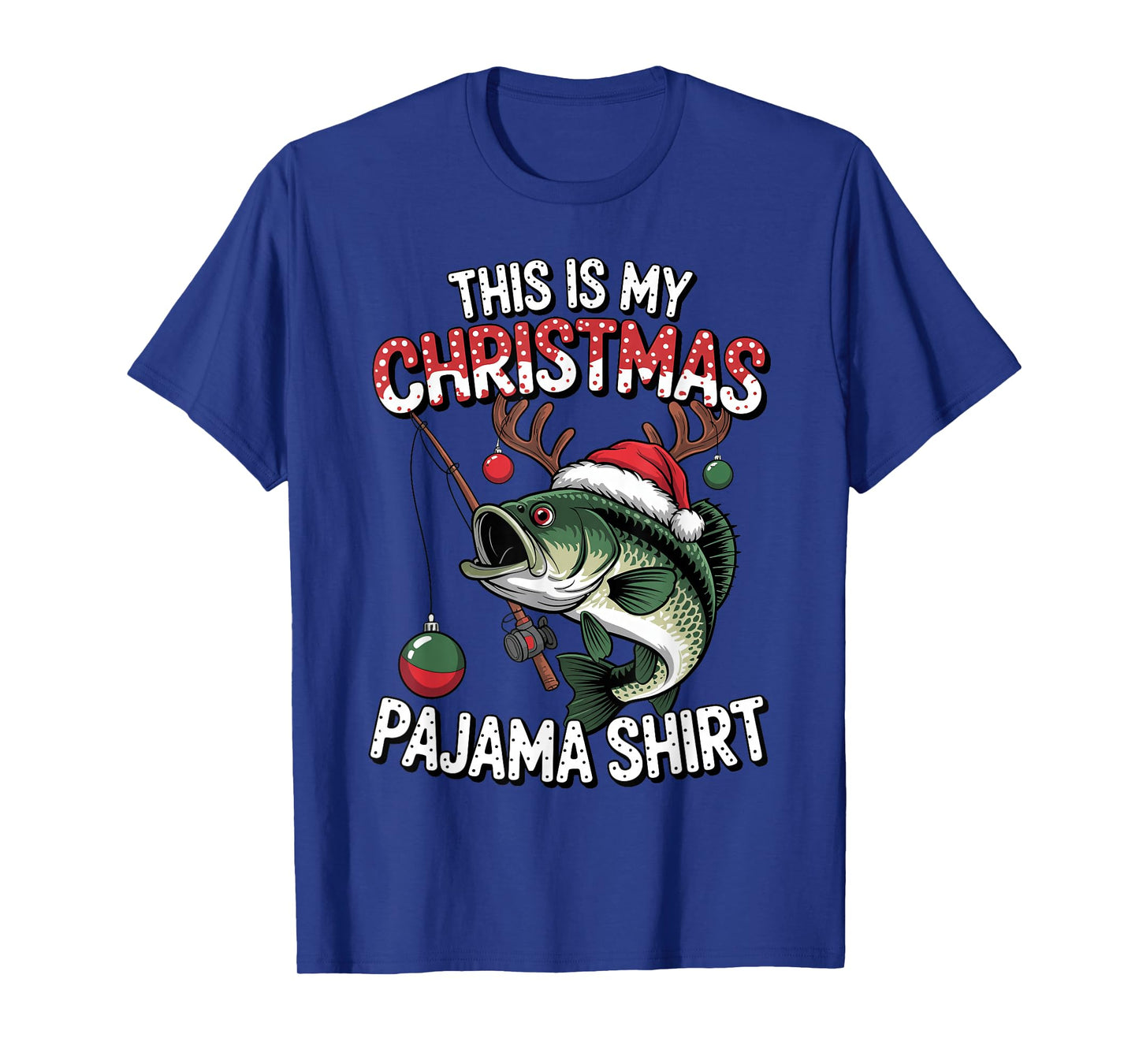 This is My Christmas Pajama Bass Fish Santa Hat Toddler Boys T-Shirt