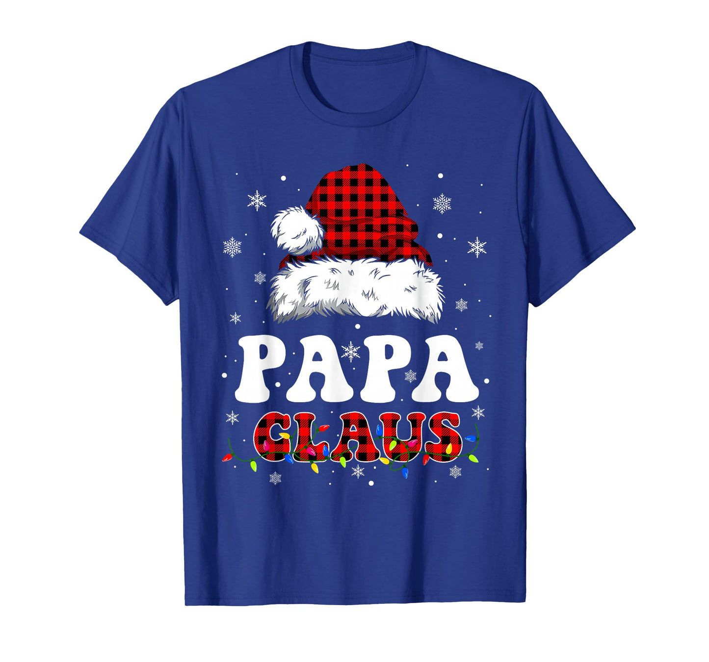 Papa Claus Funny Christmas Lights Pajama Family Matching T-Shirt