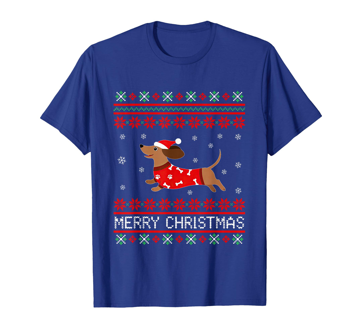 Merry Christmas Ugly Dachshund Dog Santa Hat Xmas Holiday T-Shirt