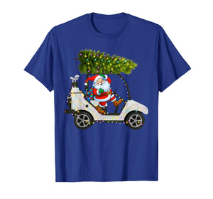 Santa Golf Cart Christmas Tree Lights Xmas Golfer Golfing T-Shirt
