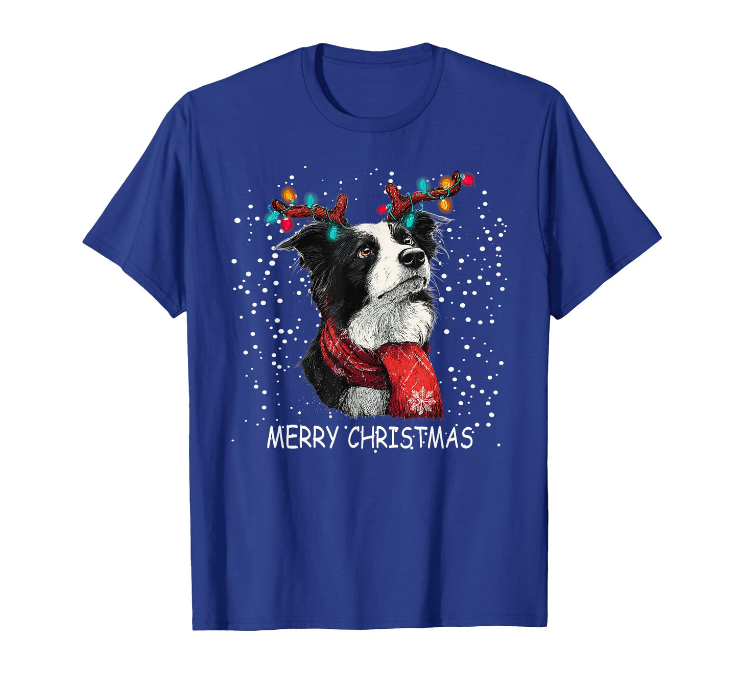 Womens Border Collie Dog Xmas Santa Hat Scarf Christma T-Shirt