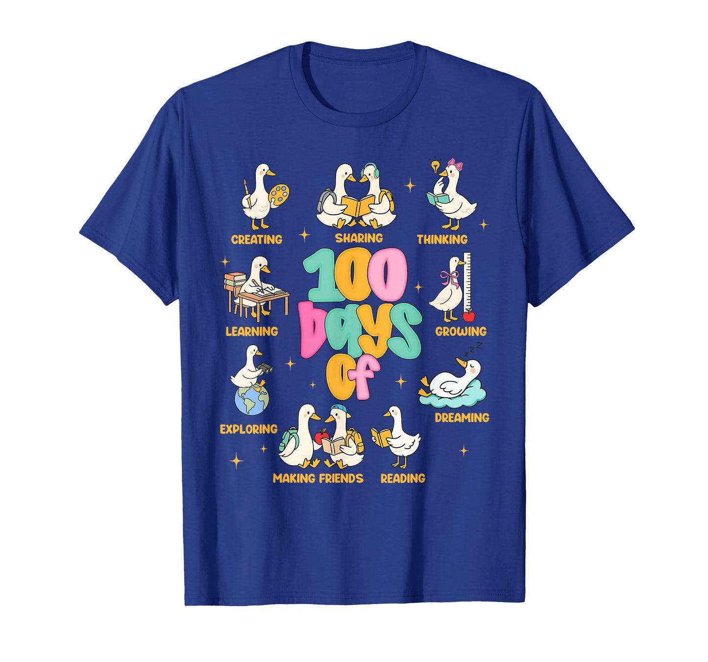 100 Days of School Silly Goose Teacher Men Women 100th Day T-Shirt