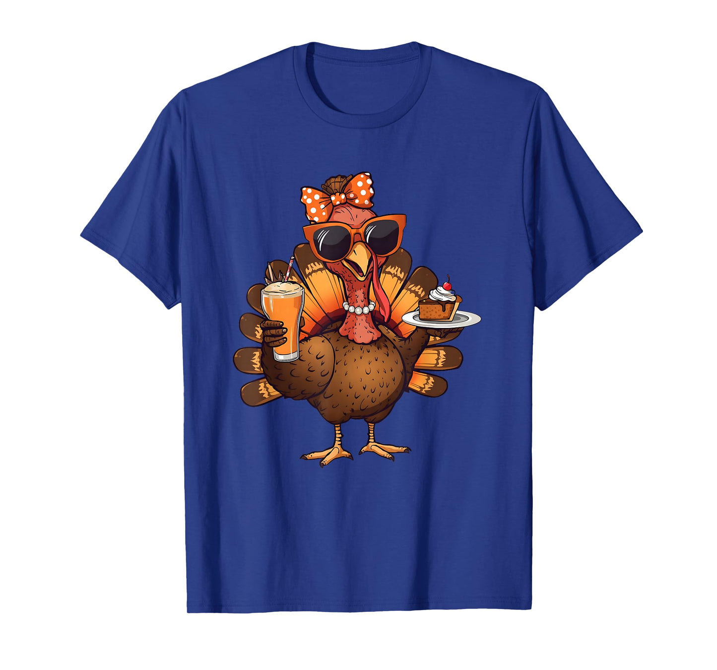 Turkey Drinking Coffee Thanksgiving Womens Girls Turkey Day T-Shirt