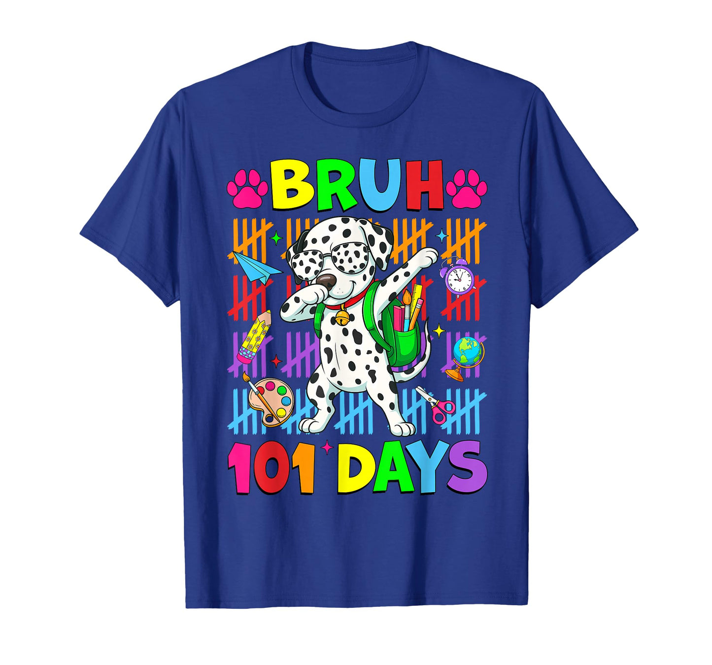 Bruh 100 Days of School Dalmatian Dog Dabbing 100th Day Kids T-Shirt