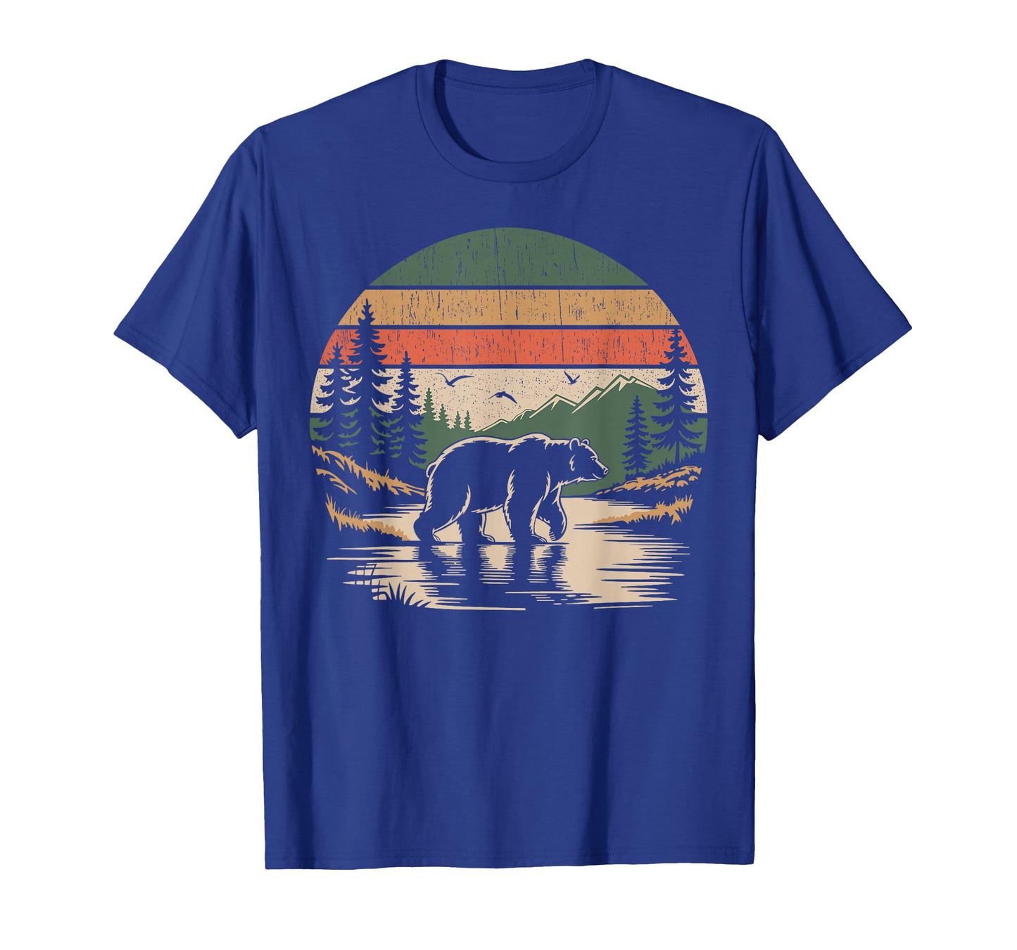Retro Wilderness Bear Trees Wildlife Nature Vintage Forest T-Shirt