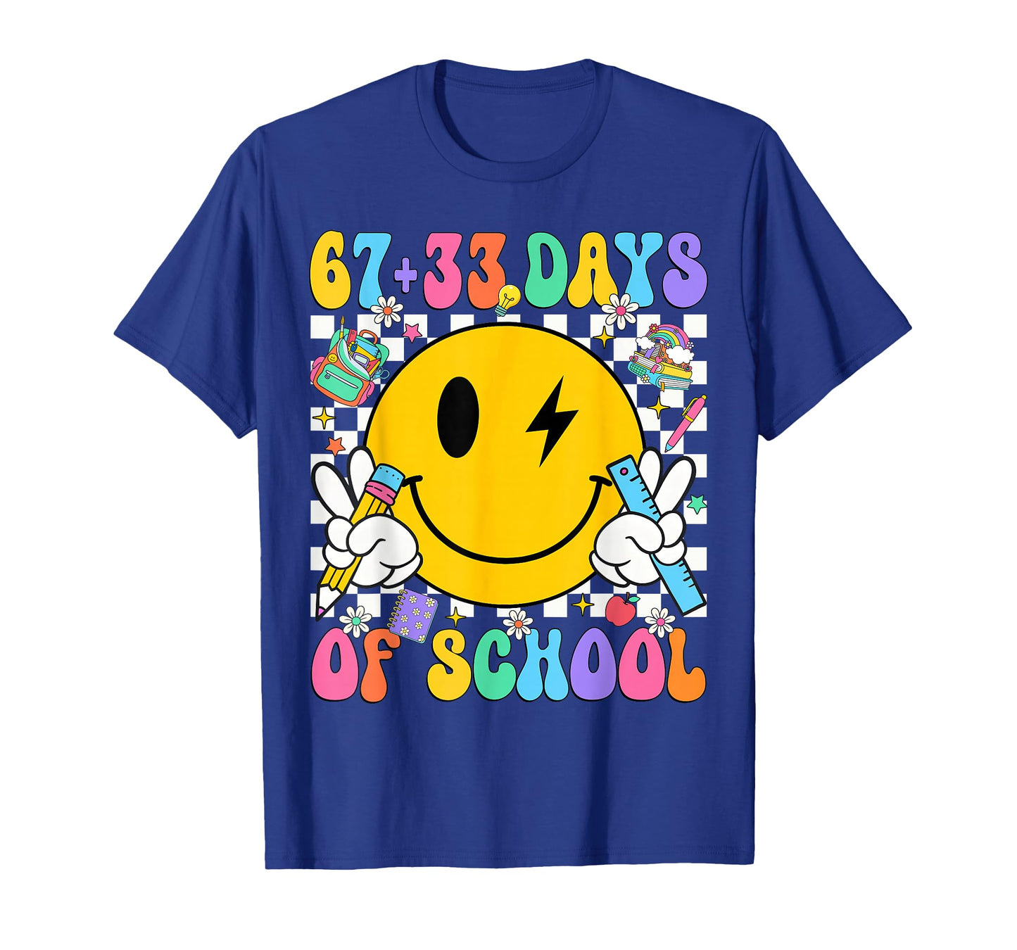 67 33 Days of School Vibes Smile Face 100 Days of School Kid T-Shirt