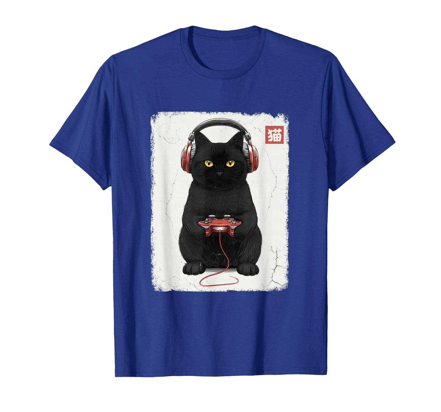 Distressed Gamer Japanese Art Funny Cat Video Games Kitty T-Shirt