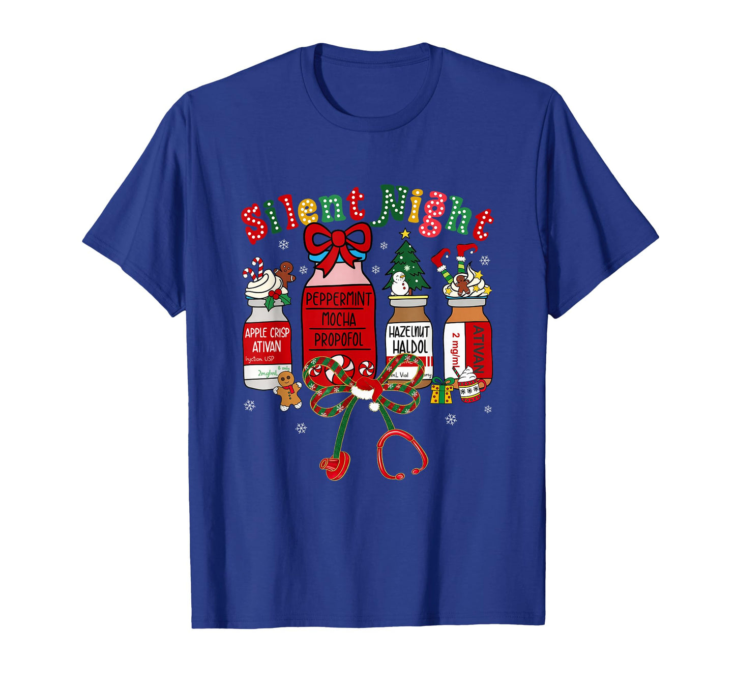 Silent Night Propofol Medical Nurse Christmas RN ICU Nursing T-Shirt
