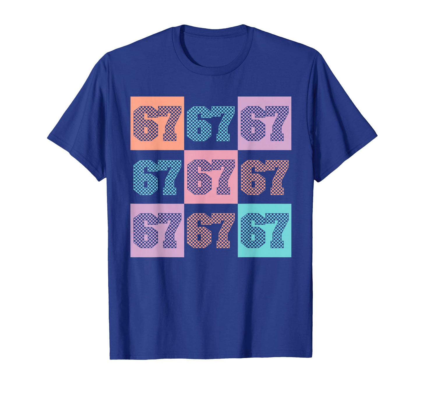 Six Seven Meme Funny 67 Checkered Teacher Kids Girls Boys T-Shirt