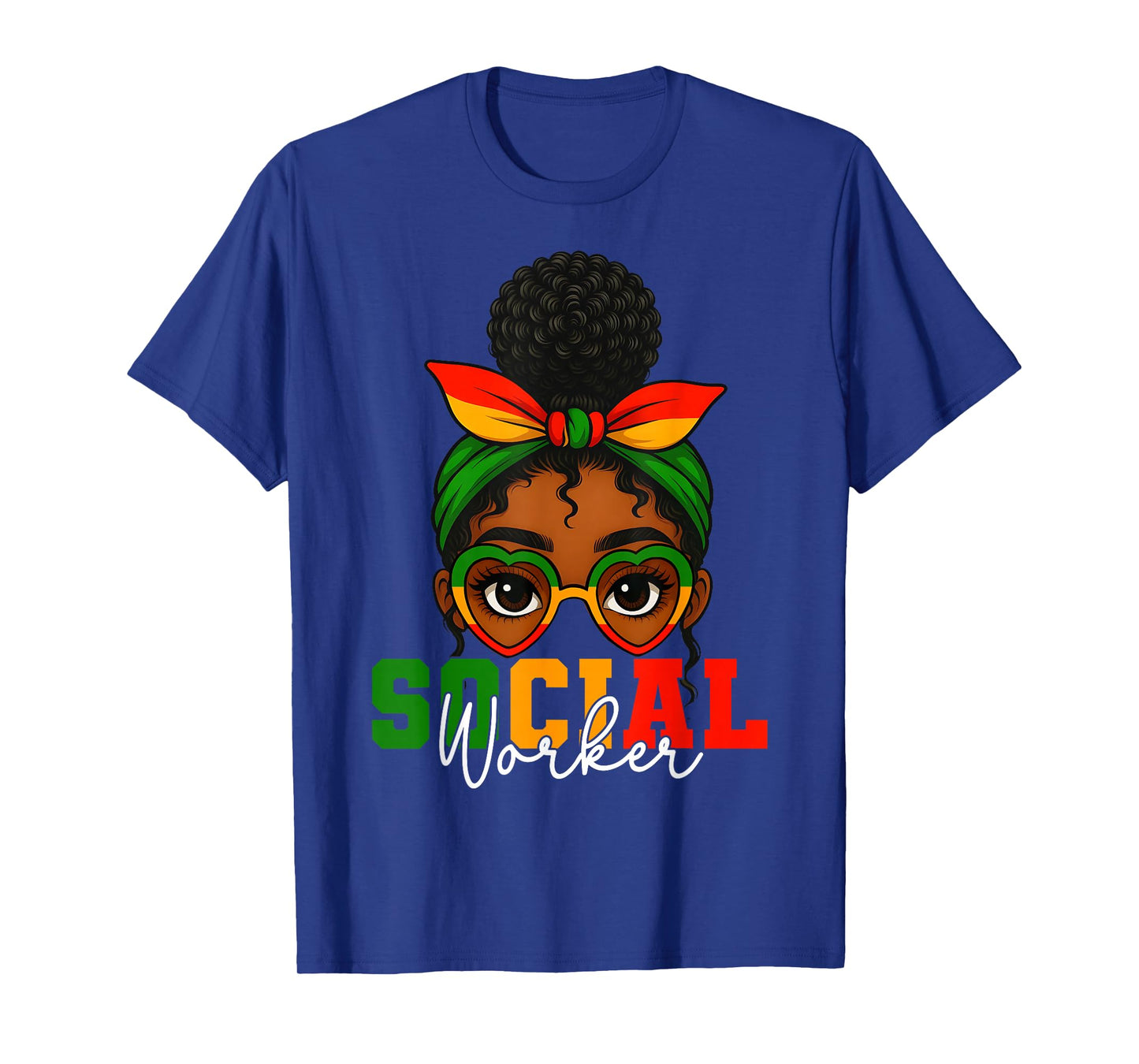 Social Worker Afro Girl Black History Month Flag Bandana T-Shirt