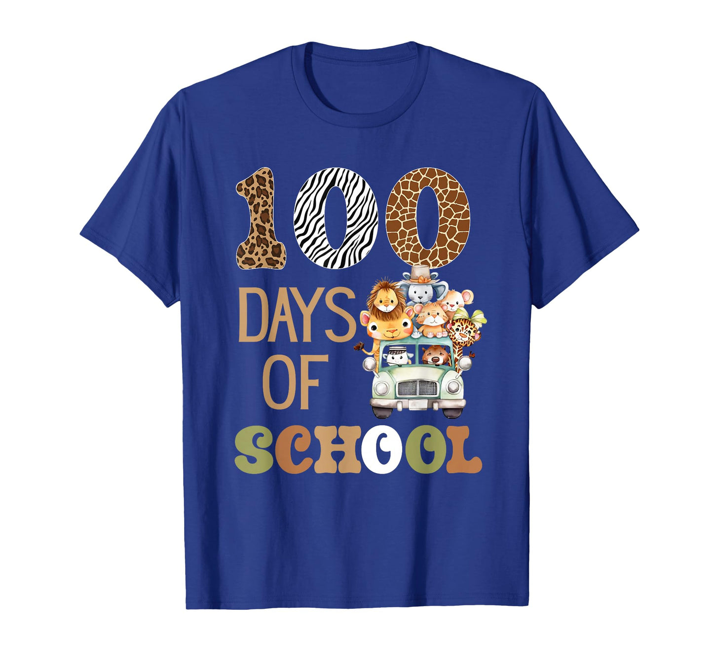 Wild 100 Days of School Zoo Safari Animals Happy 100th Day T-Shirt