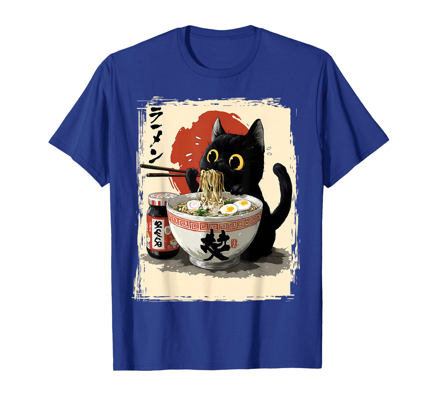 Cat Eating Ramen Funny Japanese Noodle T-Shirt