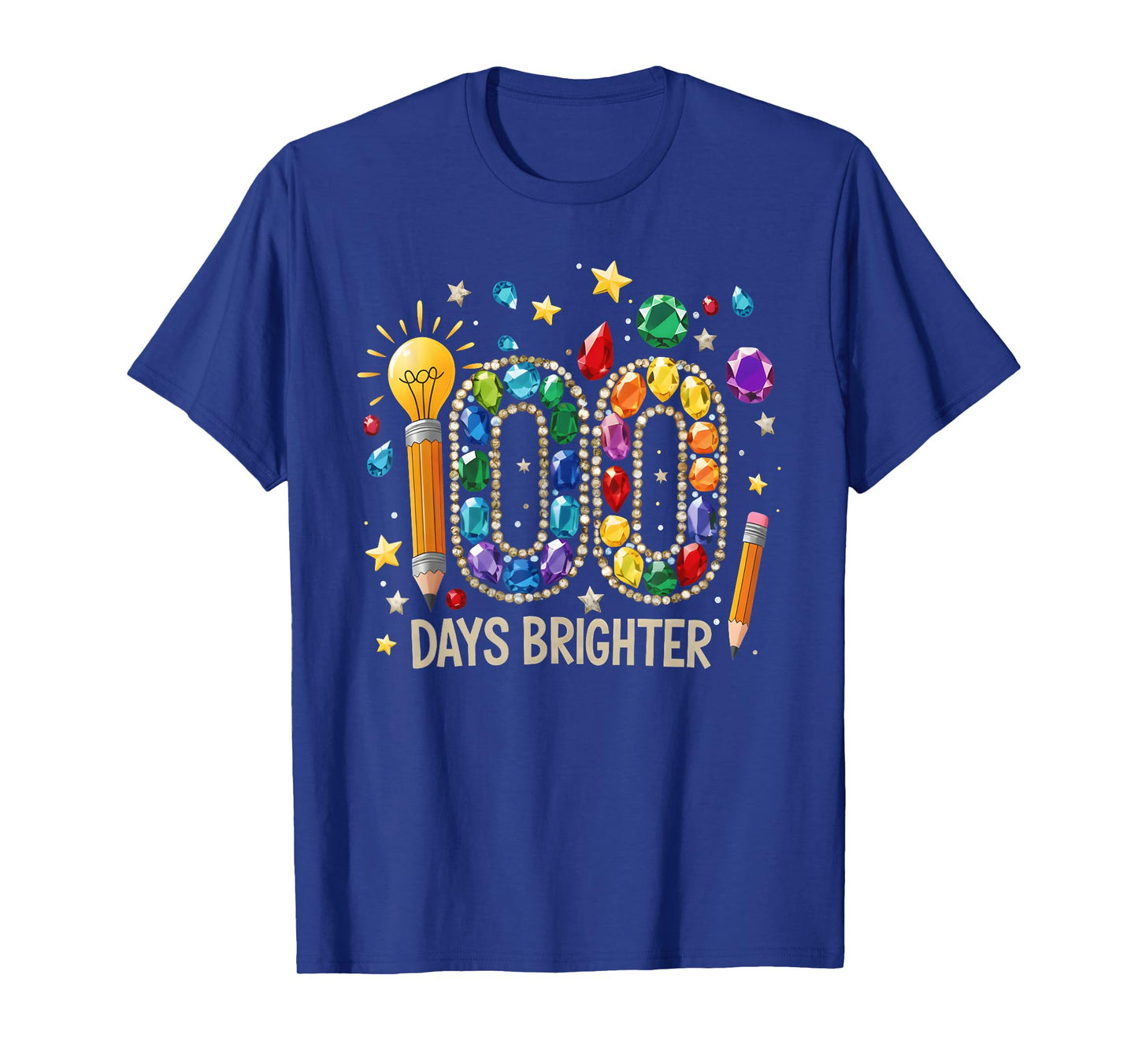 100 Days Brighter Happy 100 Days of School Teachers Kids T-Shirt
