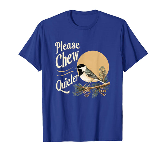 Please Chew Quieter Vintage Bird Groovy Design T-Shirt