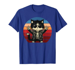 Retro Cat Rock Novelty Music Men Women Kids Funny Cat T-Shirt