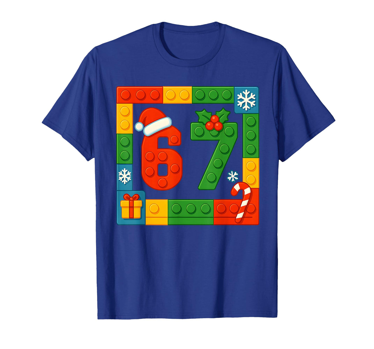 67 Christmas Building Blocks Six Seven Meme Brick Builder T-Shirt