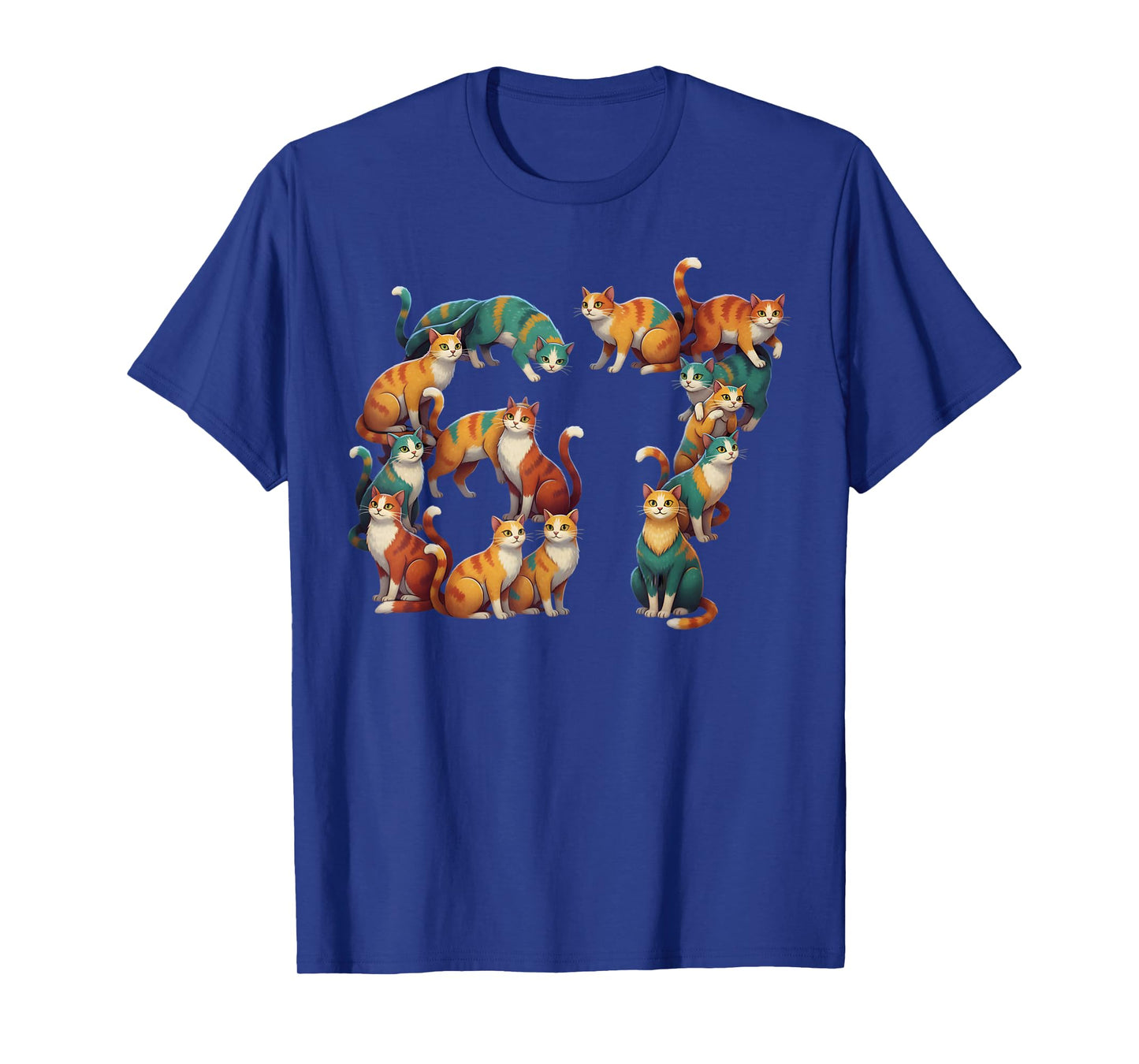 Funny Six Seven 6 7 Meme Gen Alpha Slang 67 Cat Meme T-Shirt
