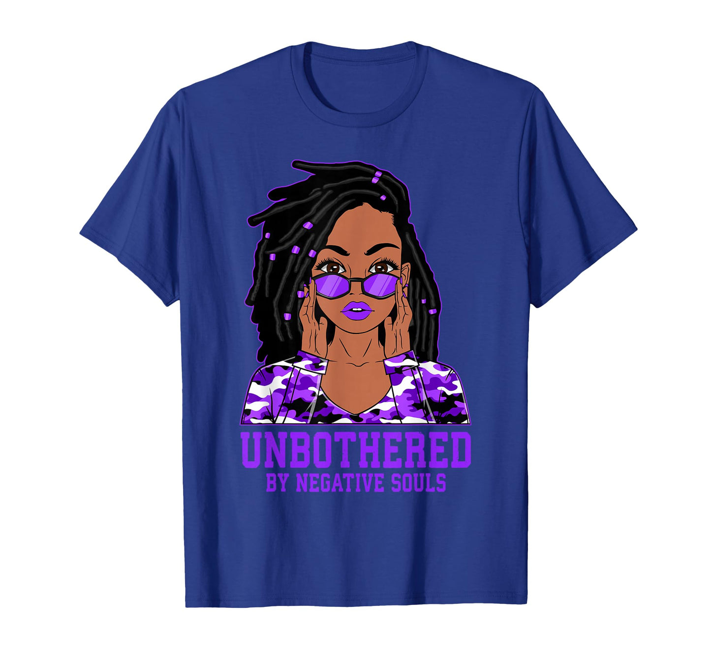 Unbothered Dreadlocks Loc'd Hair Black Woman Girl Camo T-Shirt