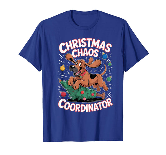 Christmas Chaos Coordinator Xmas Puppy Funny Bloodhound T-Shirt