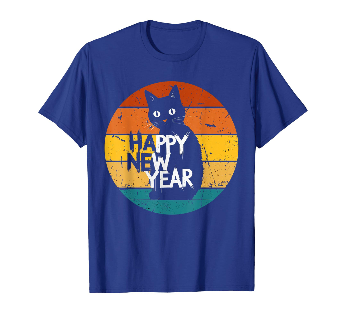 Happy New Year Cat Retro Sunset Cute Animal Shirt 2026 Party T-Shirt