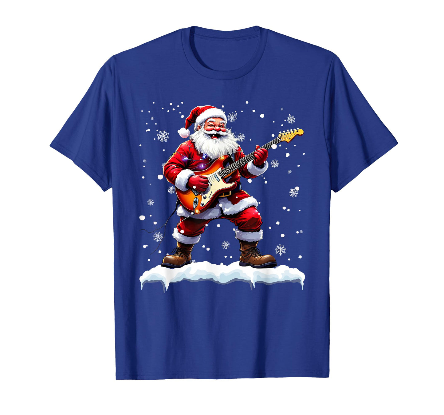 Santa Claus Playing Bass Guitar Christmas Xmas Music T-Shirt