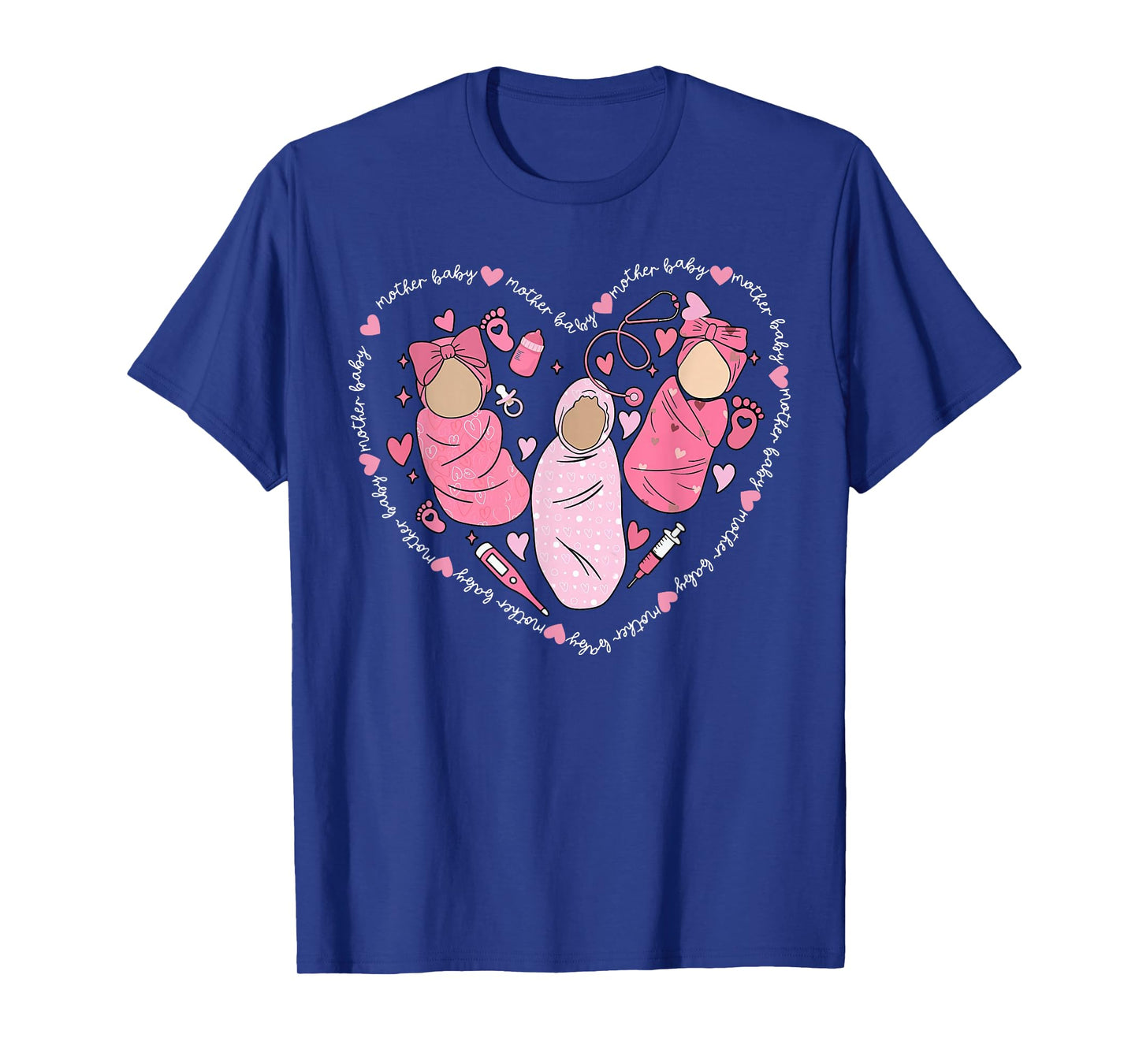 Mother Baby Nurse Heart Valentine Day MBU Postpartum Nurse T-Shirt