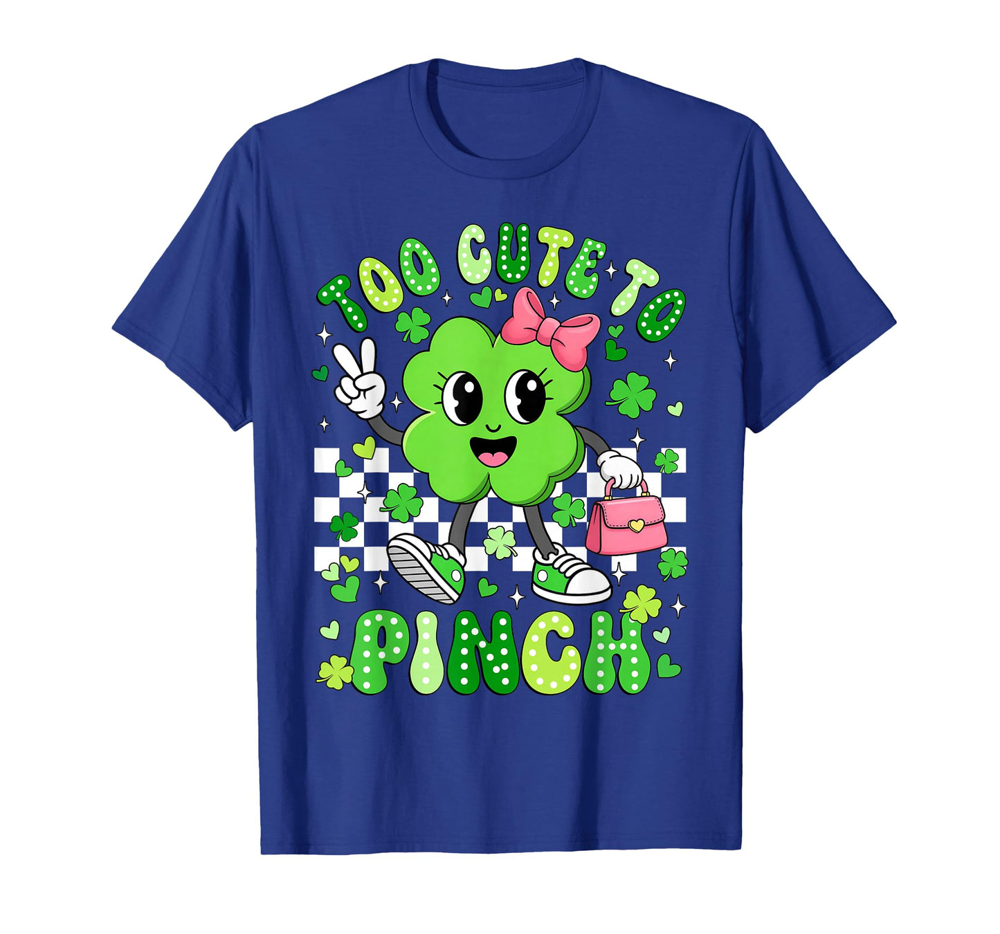 Too Cute to Pinch Groovy Shamrock St Patricks Day Girls Kids T-Shirt