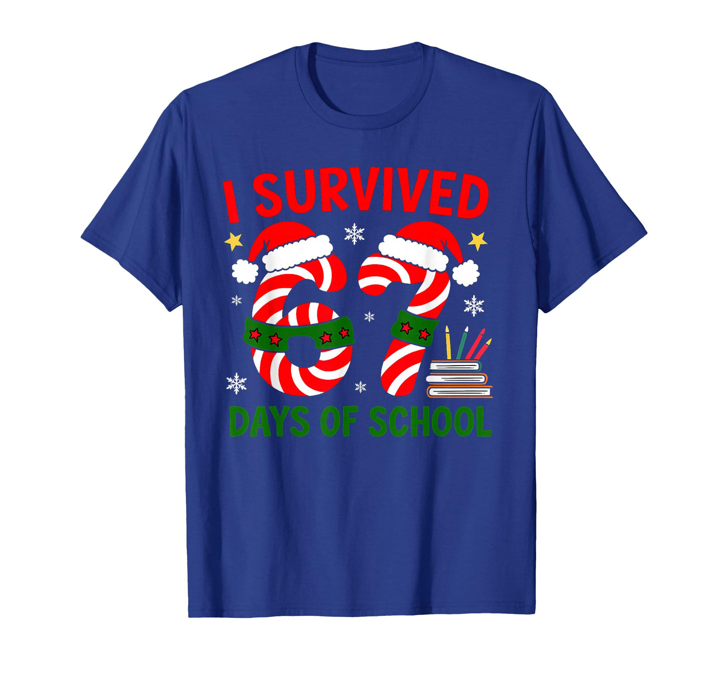 I Survived 67 Days of School Christmas Book Pencil T-Shirt