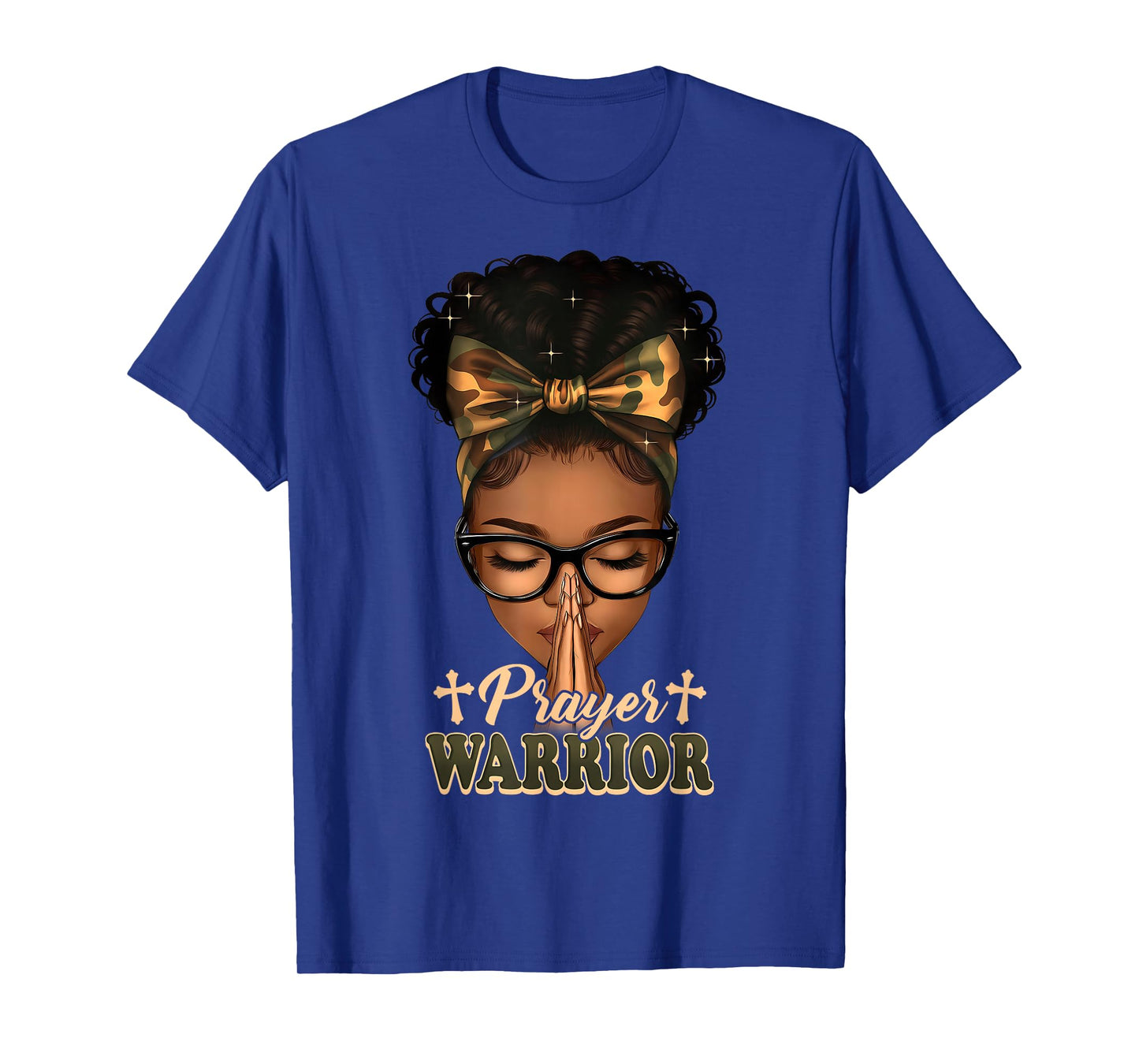 Prayer Warrior Christians Camo African American Afro Women T-Shirt