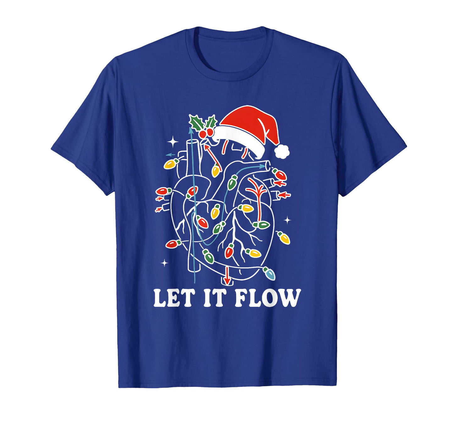 Funny Let It Flow Anatomy Heart Cardiac Nurse Santa Hat Xmas T-Shirt