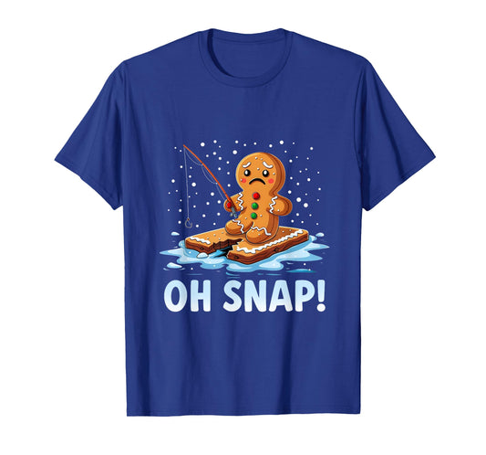 Oh Snap Gingerbread Man Christmas Fishing Fisher Men T-Shirt