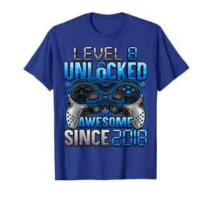 Level 8 Unlocked 8 Year Old Gifts for Boys 8th Birthday Boy T-Shirt