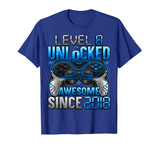 Level 8 Unlocked 8 Year Old Gifts for Boys 8th Birthday Boy T-Shirt