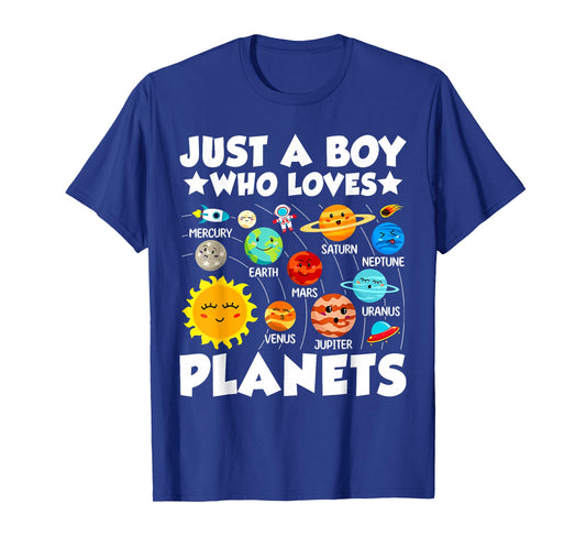Just A Boy Who Loves Planets System Astronomy Space T-Shirt