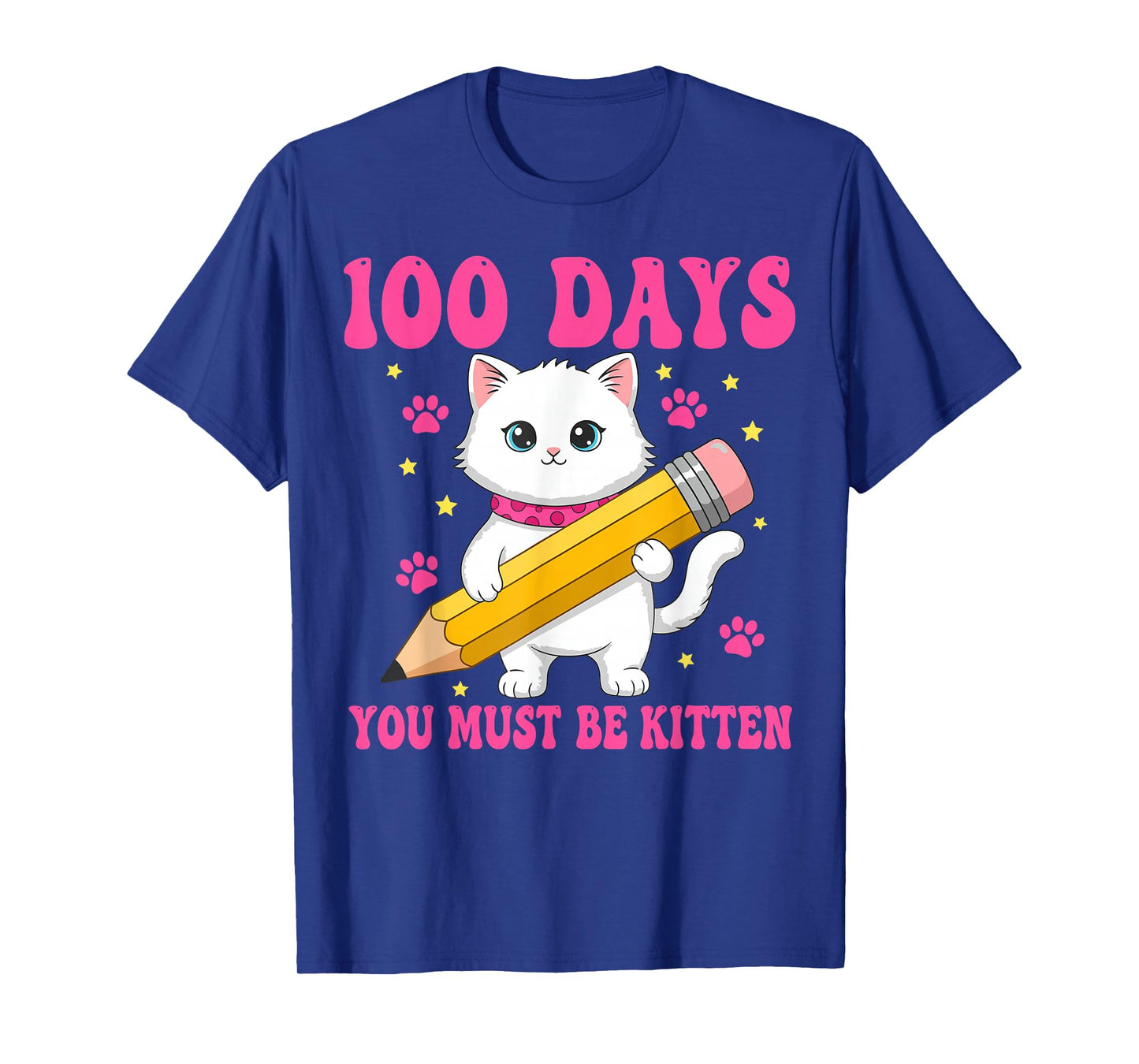 Kids 100 Days of School Cat for Girls 100th Day School Pink T-Shirt
