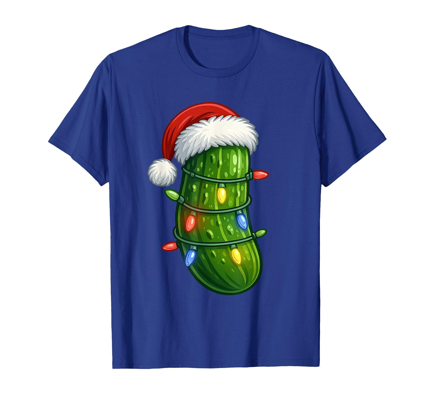 Funny Christmas Pickle Santa Hat Holiday Lights Gift Xmas T-Shirt
