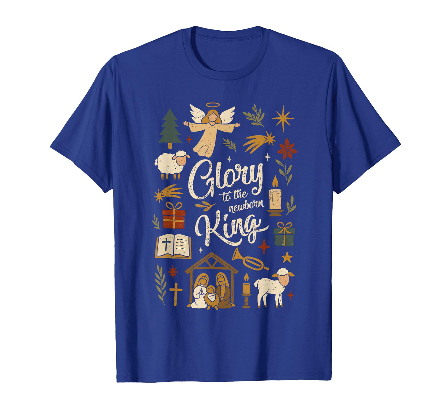 Glory to The Newborn King Christmas Nativity Scene Christian T-Shirt
