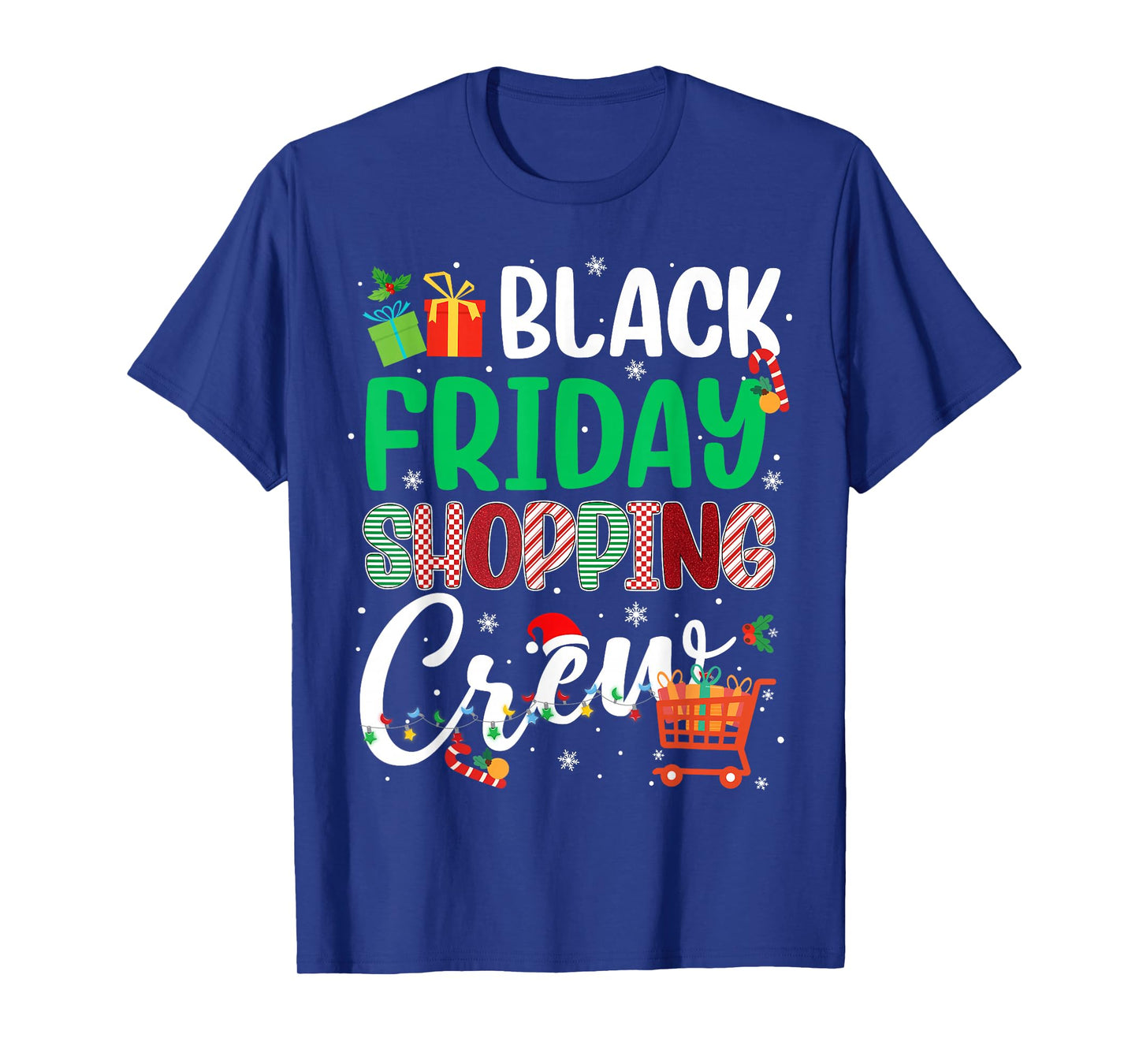 Friday Shopping Crew Christmas Lights Black Shopping Family T-Shirt