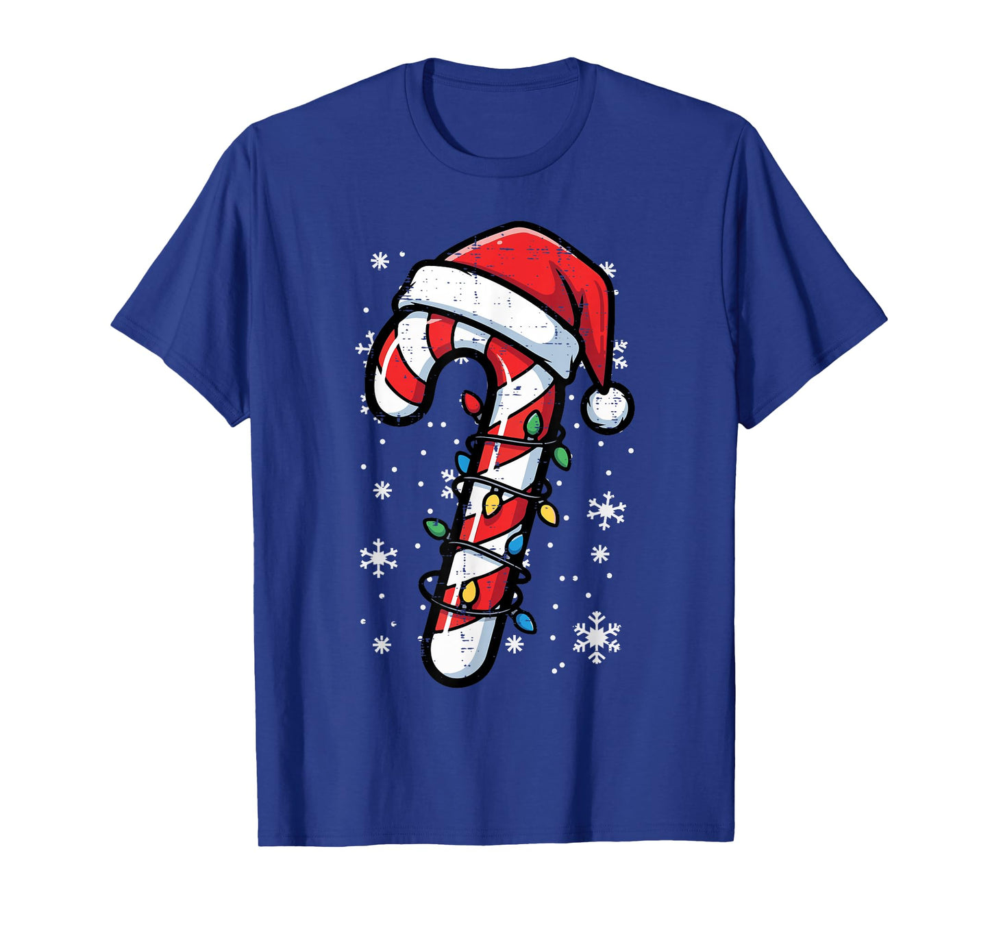 Candy Cane Santa Christmas Lights Funny Xmas Kids Men Women T-Shirt