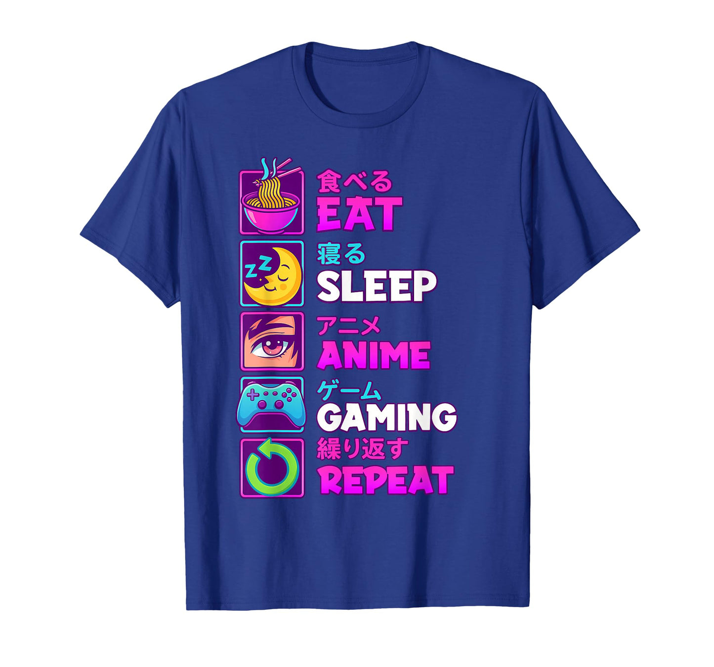 Eat Sleep Anime Gaming Repeat Kawaii Otaku Anime Manga T-Shirt