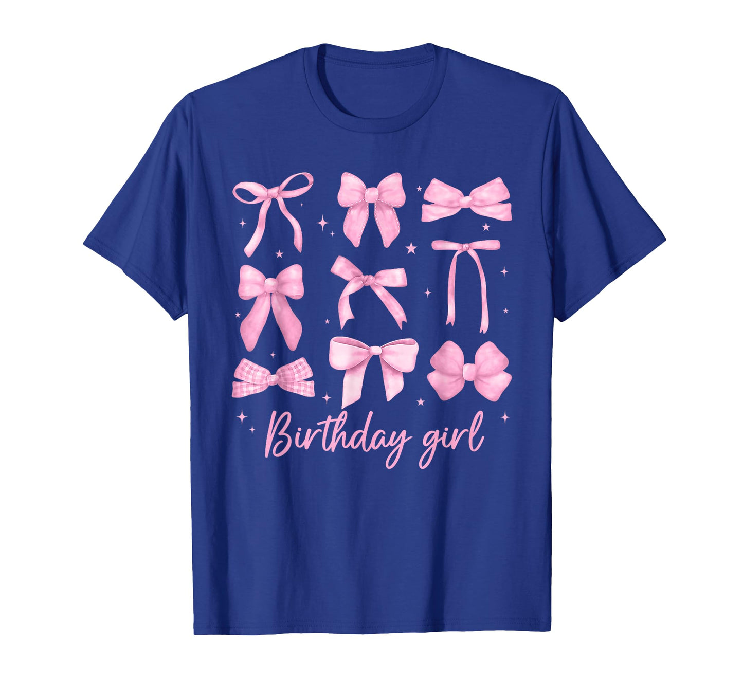Birthday Girl Coquette Pink Toile Bow for Girl Kids T-Shirt