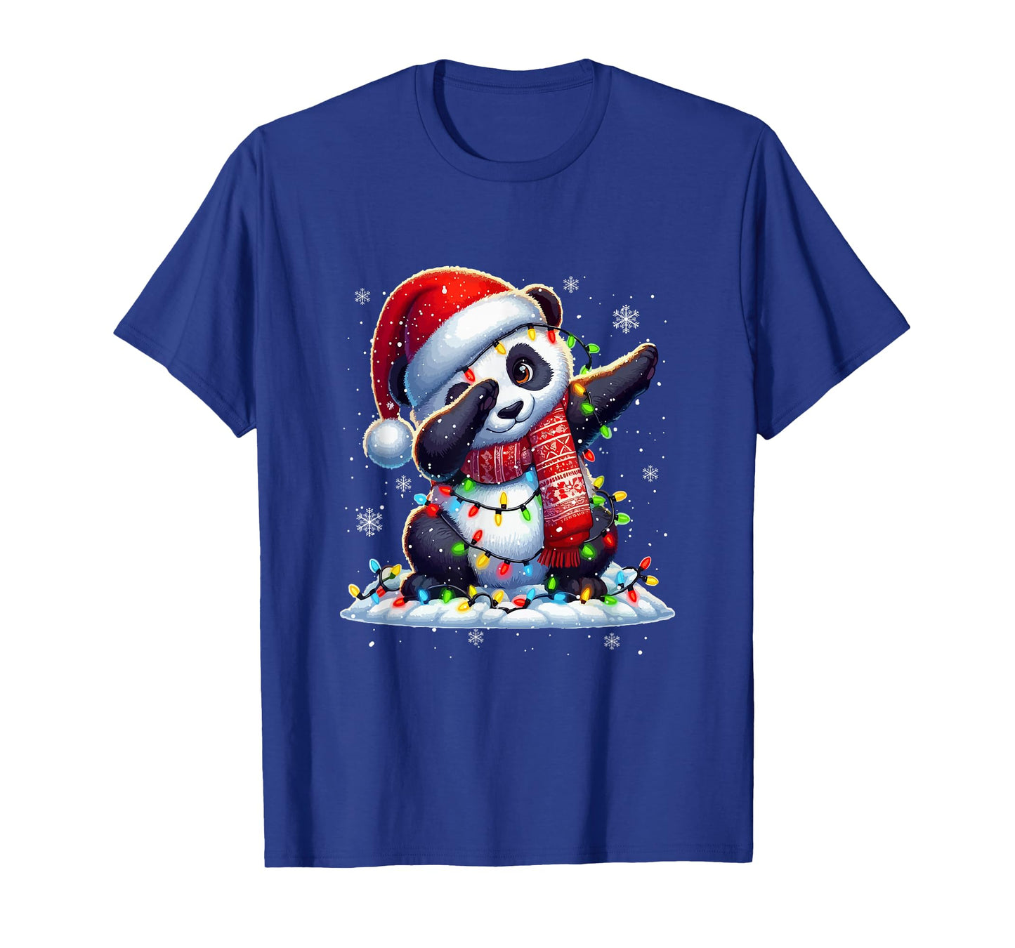 Dabbing Panda Santa Xmas Colorful Lights Wild Animal Lover T-Shirt