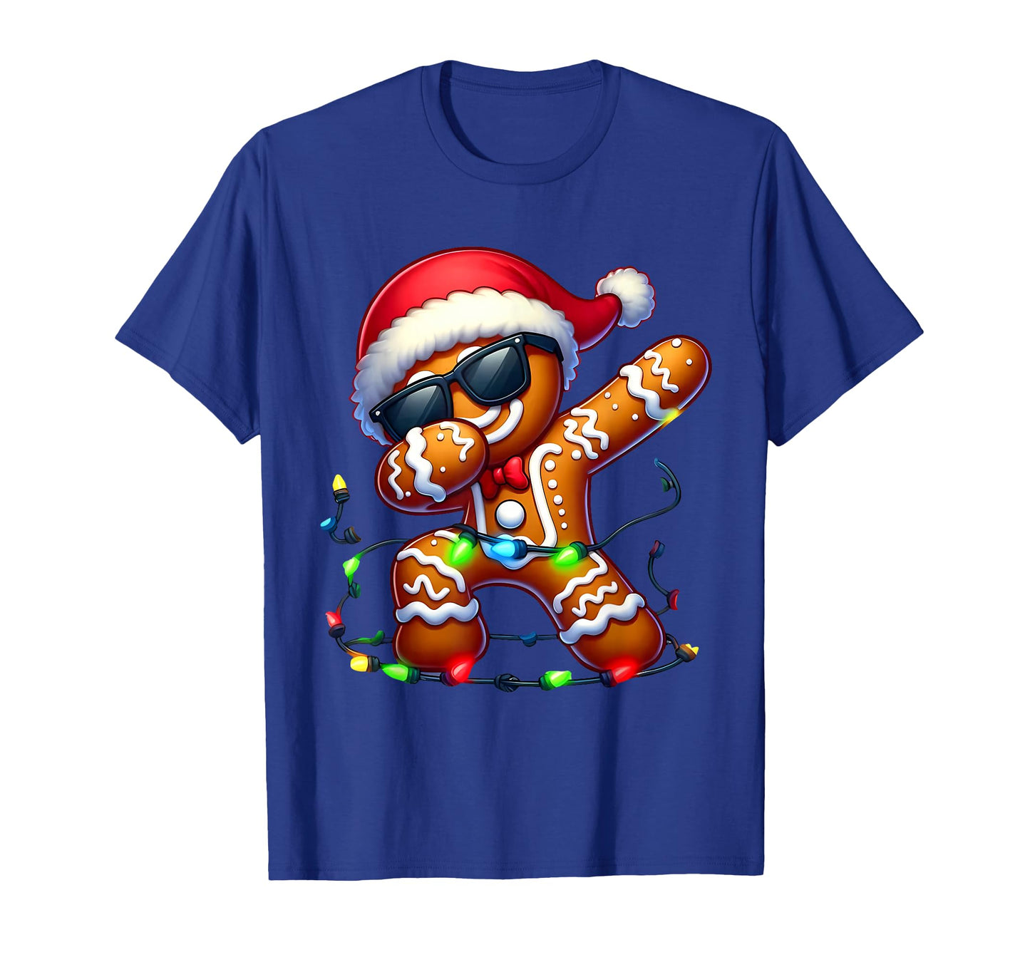 Dabbing Christmas Gingerbread Cookie Santa Hat Xmas Light T-Shirt
