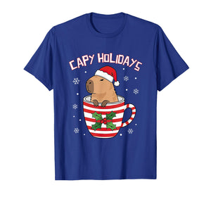 Capy Holidays Christmas Capybara Santa Hat Xmas Boys Girls T-Shirt