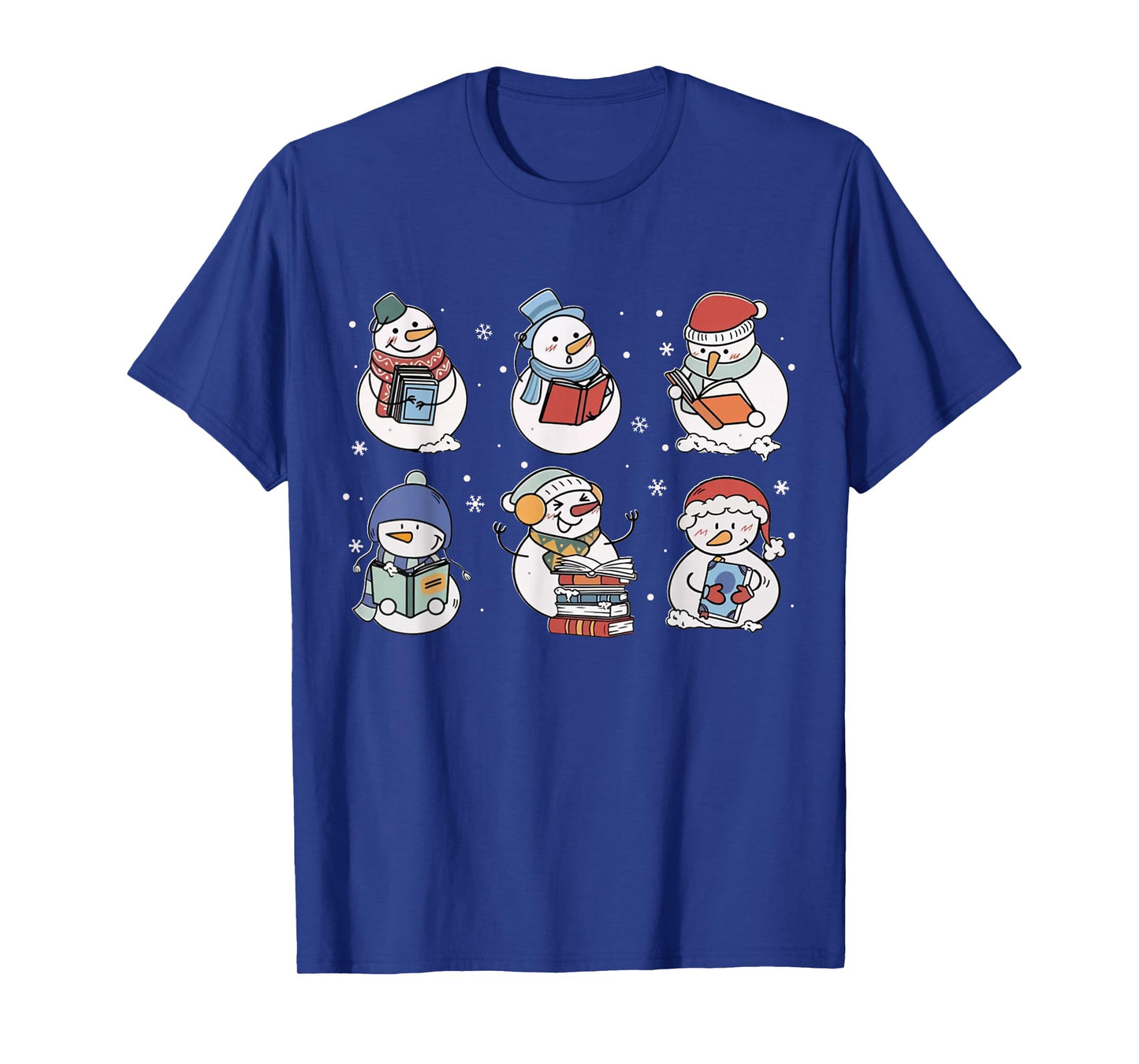Book Lover Teacher Snowman Reading Books Christmas Winter T-Shirt