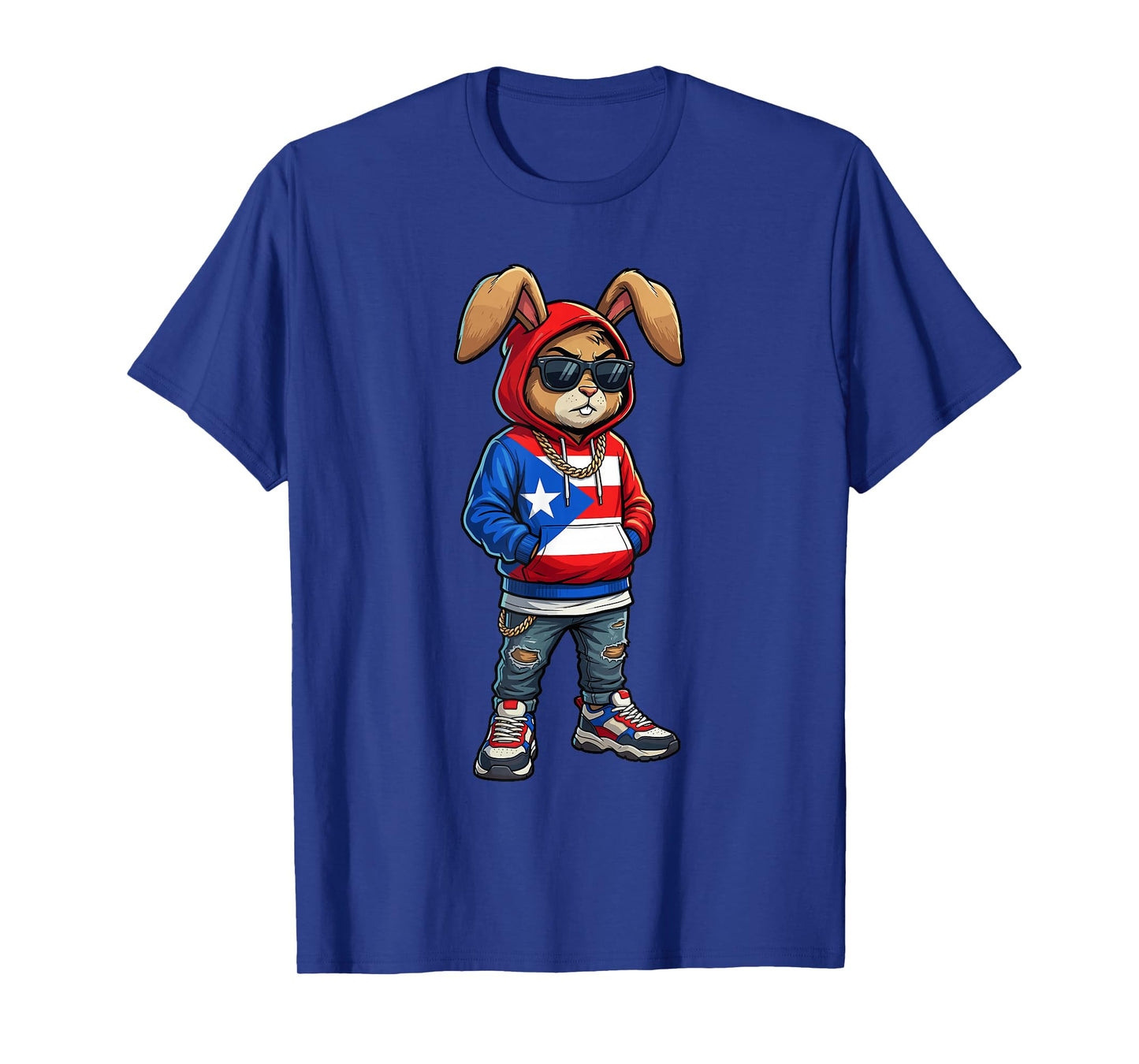 Cool Bunny Puerto Rican Flag Hoodie Boricua Outfit Hispanic T-Shirt